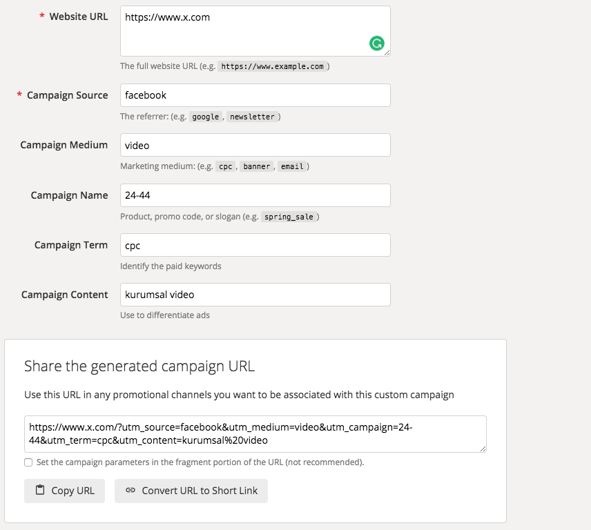 google analytics utm oluşturucu