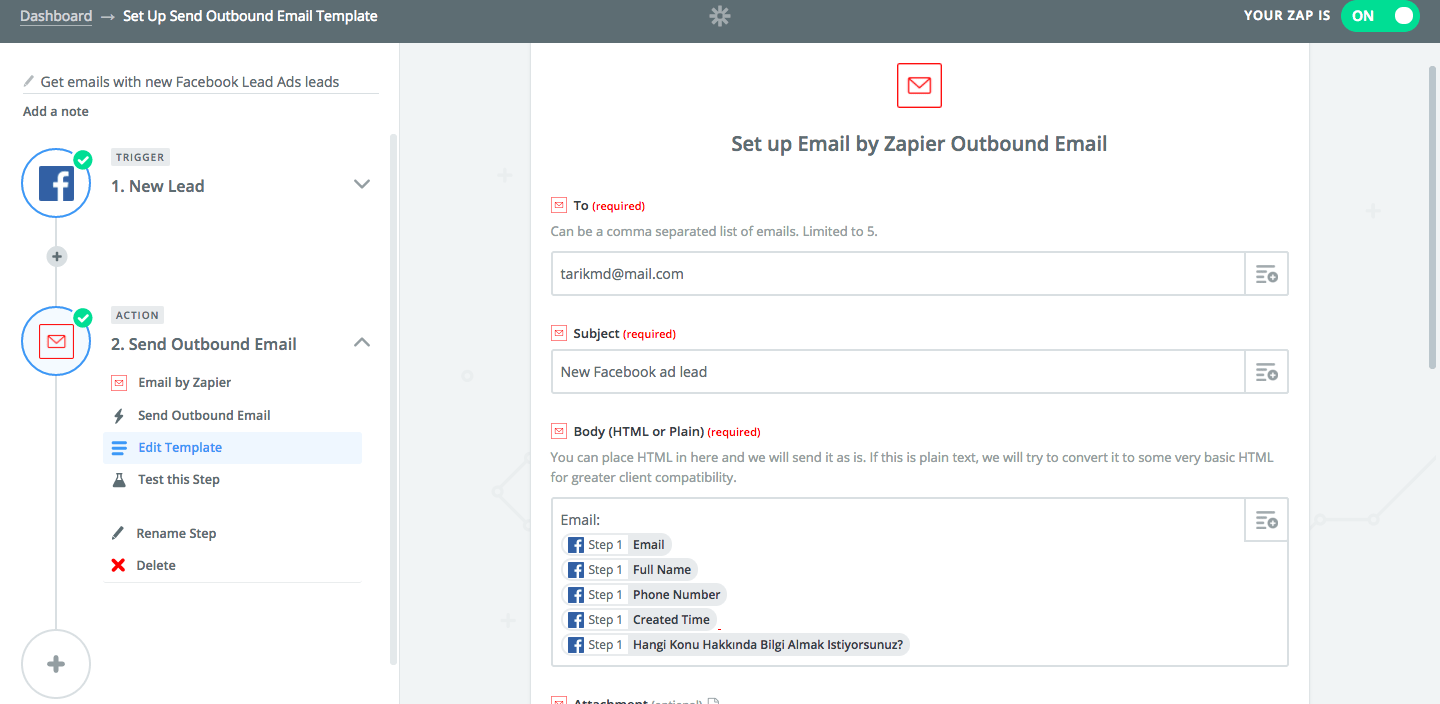 Zapier Mail Ayarları